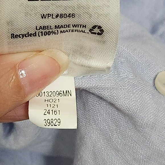 Luxury 100% Linen Men’s Shirt Blue Long Sleeve - Picture 4 of 4